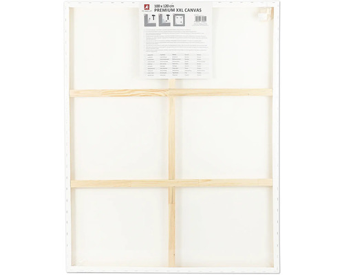 Zadná strana bieleho plátna na drevenom ráme, rozmer 100 krát 120 centimetrov