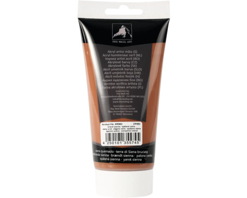 Tuba umeleckej akrylovej farby pálená siena