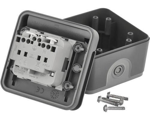 Otvorená krabica spínača pre povrchovú montáž so skrutkami