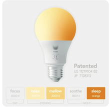 Žiarovka s logom Vitae s rôznymi teplotami farieb pre sústredenie, relaxáciu, tlmené osvetlenie, upokojenie a spánok