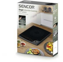 Jednokolíkový indukčný varič Sencor model SCP 3414GY v obale produktu