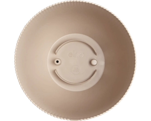 Pohľad do vnútra plastového kvetináča s logom Elho