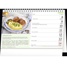 List kalendára s fotografiou holandských rezňov, zemiakovej kaše a uhoriek