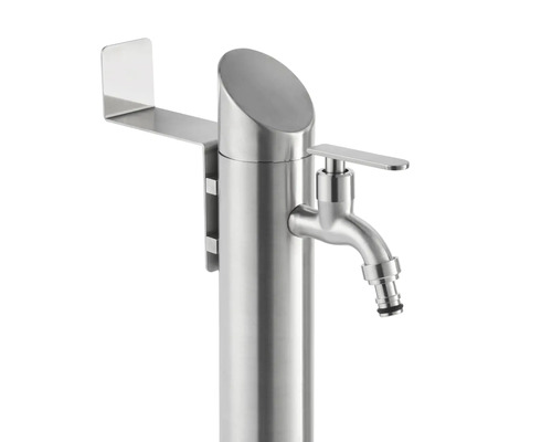 Záhradný výtokový stĺp z nehrdzavejúcej ocele s kohútikom a policou