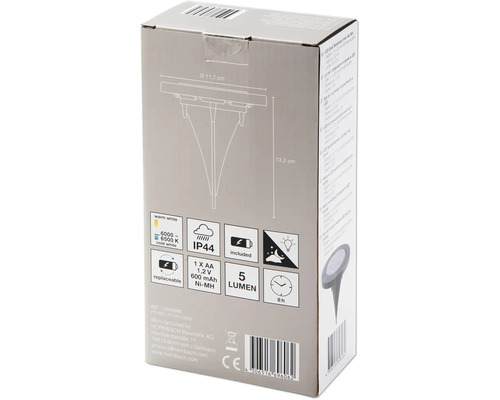 Balenie solárneho LED zemného svietidla s priemerom a ďalšími informáciami o produkte