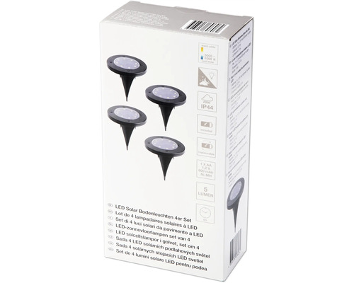 Balenie štyroch LED solárnych zemných svietidiel