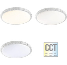 Tri pohľady na LED stropné svietidlo so symbolom CCT