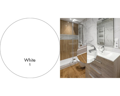 Svetlá kúpeľňa so sprchou, umývadlom a zrkadlom