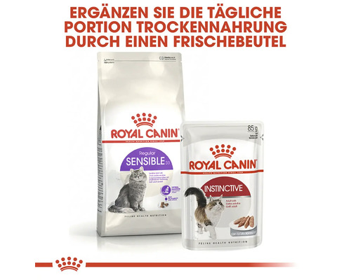 Suché krmivo Royal Canin Sensible 33 a vlhké krmivo Royal Canin Instinctive pre mačky