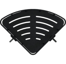 Čierna rohová polica s otvormi na montáž na stenu