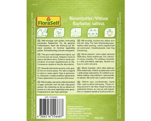 Balenie semien Riesenbutter/Vitessa Raphanus sativus