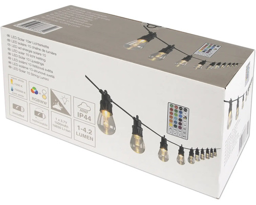 Balenie solárnej LED reťaze s 10 svetlami