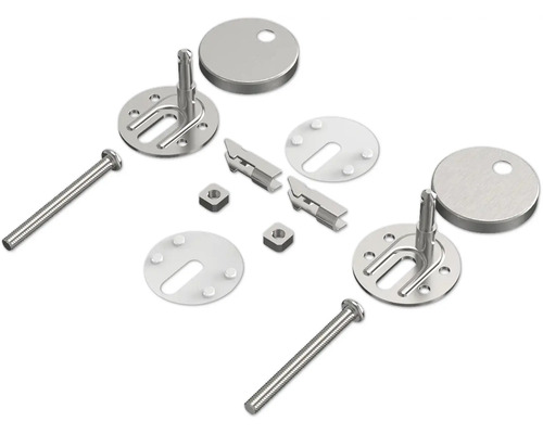 Jednotlivé upevňovacie diely WC sedadla z kovu