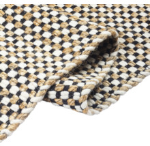 Pletený koberec so šachovnicovým vzorom z juty a bavlny