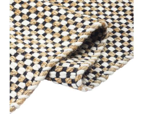 Pletený koberec so šachovnicovým vzorom z juty a bavlny