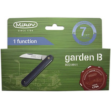 Záhradný nôž Mikow v balení s logom výrobcu a záručnou pečaťou