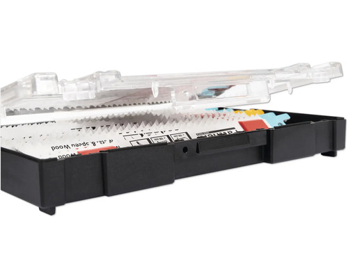 Sada pílových listov v priehľadnom plastovom kufríku