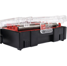 Sada vrtákov v čiernej plastovej krabičke s priehľadným vekom