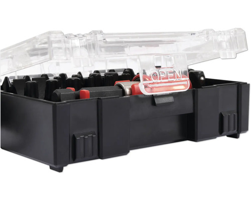 Sada bitov v čiernej skrinke s priehľadným vekom