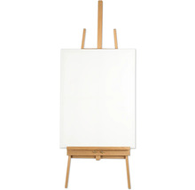 Drevený maliarsky stojan s bielym plátnom