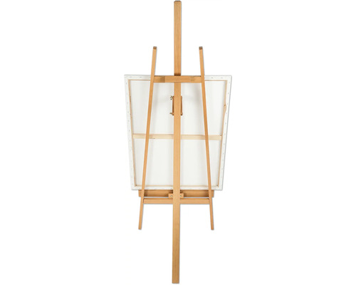 Drevený maliarsky stojan s plátnom zozadu