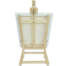 Drevený maliarsky stojan s plátnom zozadu