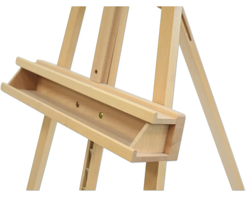 Detailný pohľad na drevený maliarsky stojan pre umelecké potreby