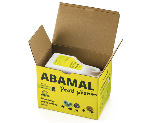 Abamal protiplesňový interiérový náter v otvorenej kartónovej krabici