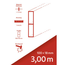Informácie o produkte: hrúbka materiálu menej ako 1,2 mm, presnosť 1 mm/m, profil 100x18 mm, nárazuvzdorný, dĺžka 3,00 m
