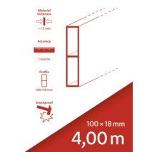 Hrúbka materiálu menej ako 1,2 milimetra, presnosť 1 milimeter na meter, profil 100 x 18 milimetrov, nárazuvzdorný