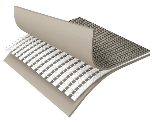 Viacvrstvová podlahová krytina s mriežkovou štruktúrou