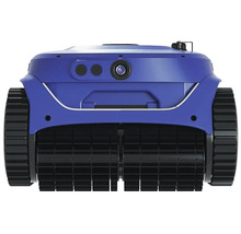 Modrý robotický čistič bazénov s pásovým pohonom na čistenie bazénov