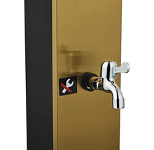 Vodovodný kohútik na sprchovom stĺpe so symbolom zákazu opráv