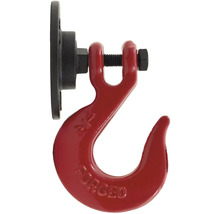 Červený závesný hák s obrtlíkom a skrutkou