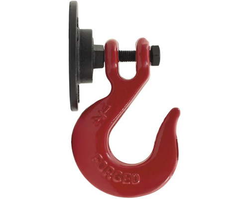 Červený závesný hák s obrtlíkom a skrutkou