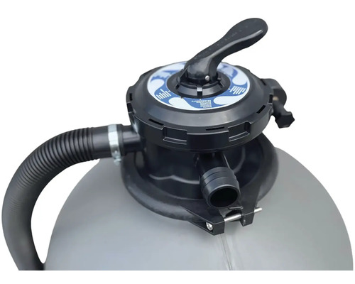 Piesková filtrácia pre bazény s čiernym viaccestným ventilom a hadicovou prípojkou