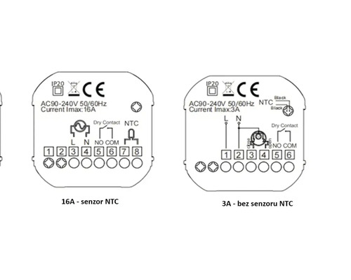Schéma elektronického zariadenia s technickými údajmi a informáciami o pripojení
