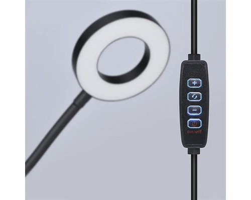 Kruhové LED svetlo s ovládacími prvkami na kábli