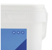 Detailný pohľad na vedro s farbou so symbolmi pre striekanie, valcovanie a natieranie