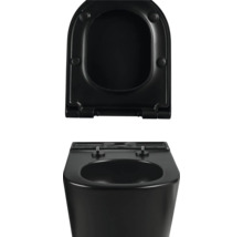 Čierna toaleta s otvoreným záchodovým vekom