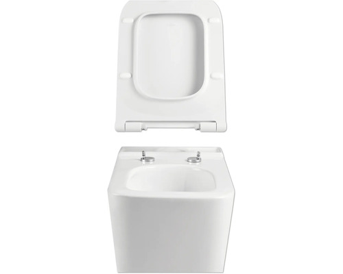 Biele závesné WC s hlbokým splachovaním s otvoreným WC sedadlom