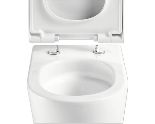 Biela toaleta s otvoreným záchodovým vekom