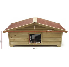 Drevená psia búda s rozmermi 850 x 990 x 415 mm