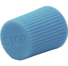 Plastová krytka s nápisom 'STOP'.