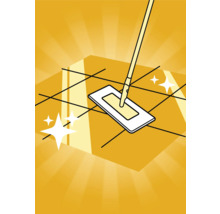 Ilustrácia mopu na dlaždicovej podlahe