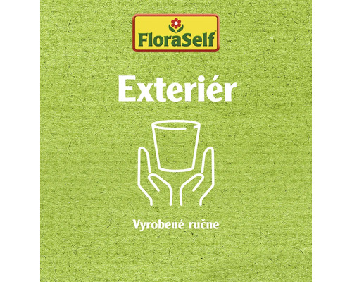 Logo FloraSelf, nápis Exterieur a symbol pre ručnú prácu