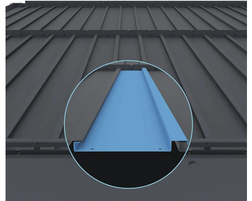 Detailný pohľad na systém kovovej strechy s upevňovacím profilom