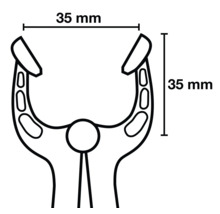 Technický nákres klieští s rozmermi 35 mm