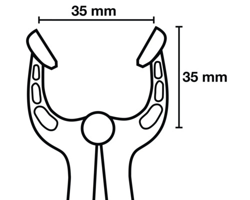 Technický nákres klieští s rozmermi 35 mm