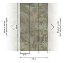 Fototapeta s motívom palmovej džungle, rozmery 159 na 280 centimetrov, šírka pásu 53 centimetrov, ľubovoľne napojiteľná.